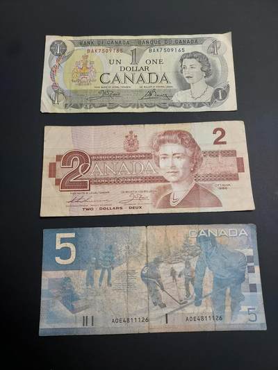 博彦收藏   1月3日 8点钱币专场 全场包邮 - 加拿大旧版1/2/5元 流通品