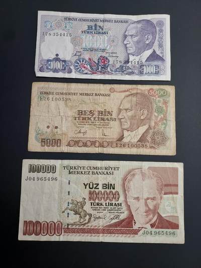 博彦收藏   1月3日 8点钱币专场 全场包邮 - 土耳其  纸币3张流通品