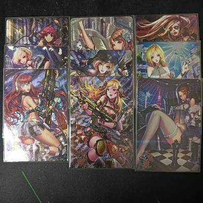 花开卡拍第53期（12月28号周日截拍，品控勿拍!!!拍品不寄存，运费5元，自制卡难免瑕疵，可能存在轻微撞角爆边等出厂瑕疵，品控介意勿拍！） - 宁缺卡牌 不良道第四弹-完结弹 一套9张 粗闪