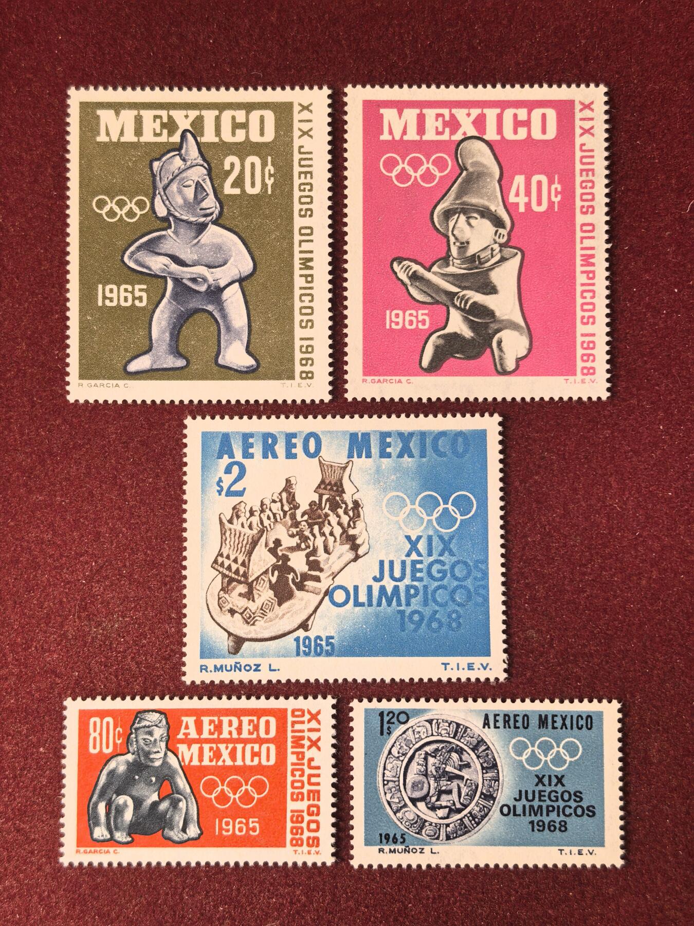 联合阁邮币社™ ——“多国邮票”👍🏻👏🏻👍🏻👏🏻 墨西哥 主办国 奥运会1968 全套新