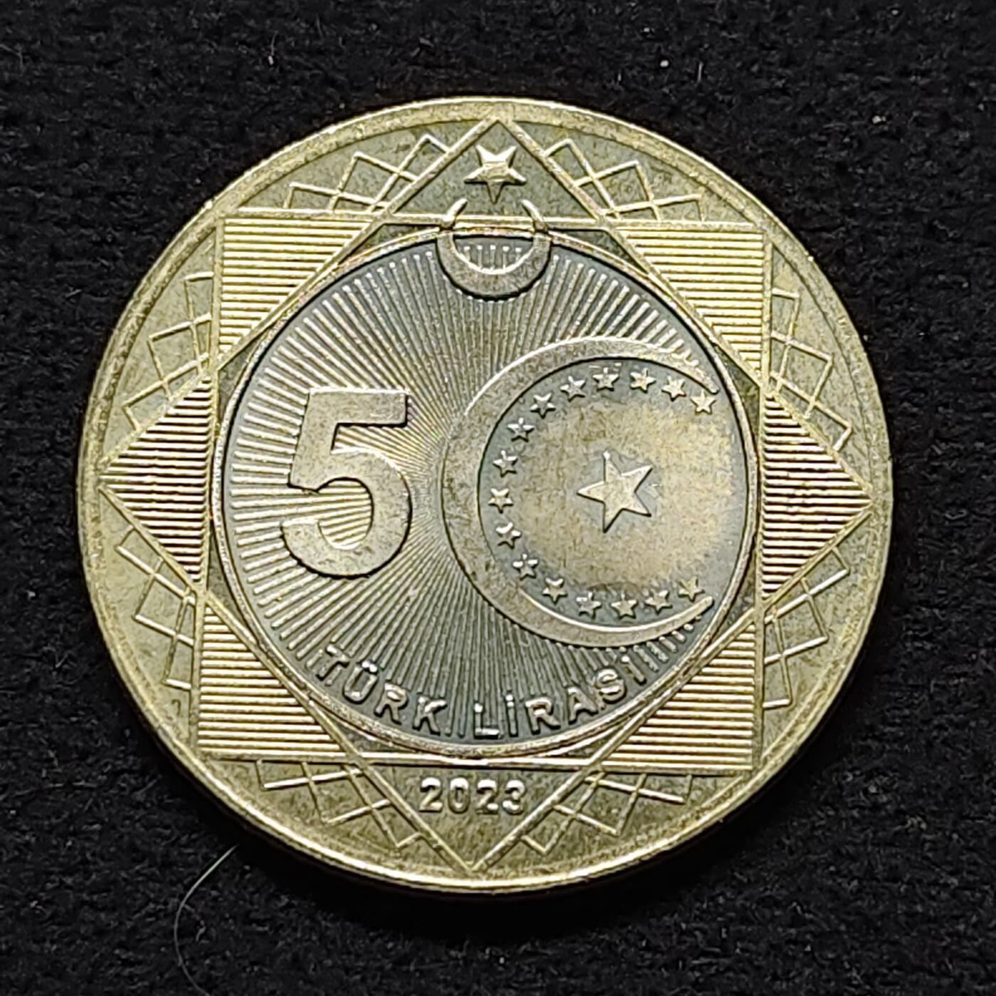 【全场包邮】纯粹捡漏拍490场（免费代拍第27场） 土耳其2023年5里拉共和国百年双色纪念币