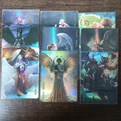 花开卡拍第53期（12月28号周日截拍，品控勿拍!!!拍品不寄存，运费5元，自制卡难免瑕疵，可能存在轻微撞角爆边等出厂瑕疵，品控介意勿拍！） - 动漫美女卡牌 天使与恶魔系列 共9张 彩闪