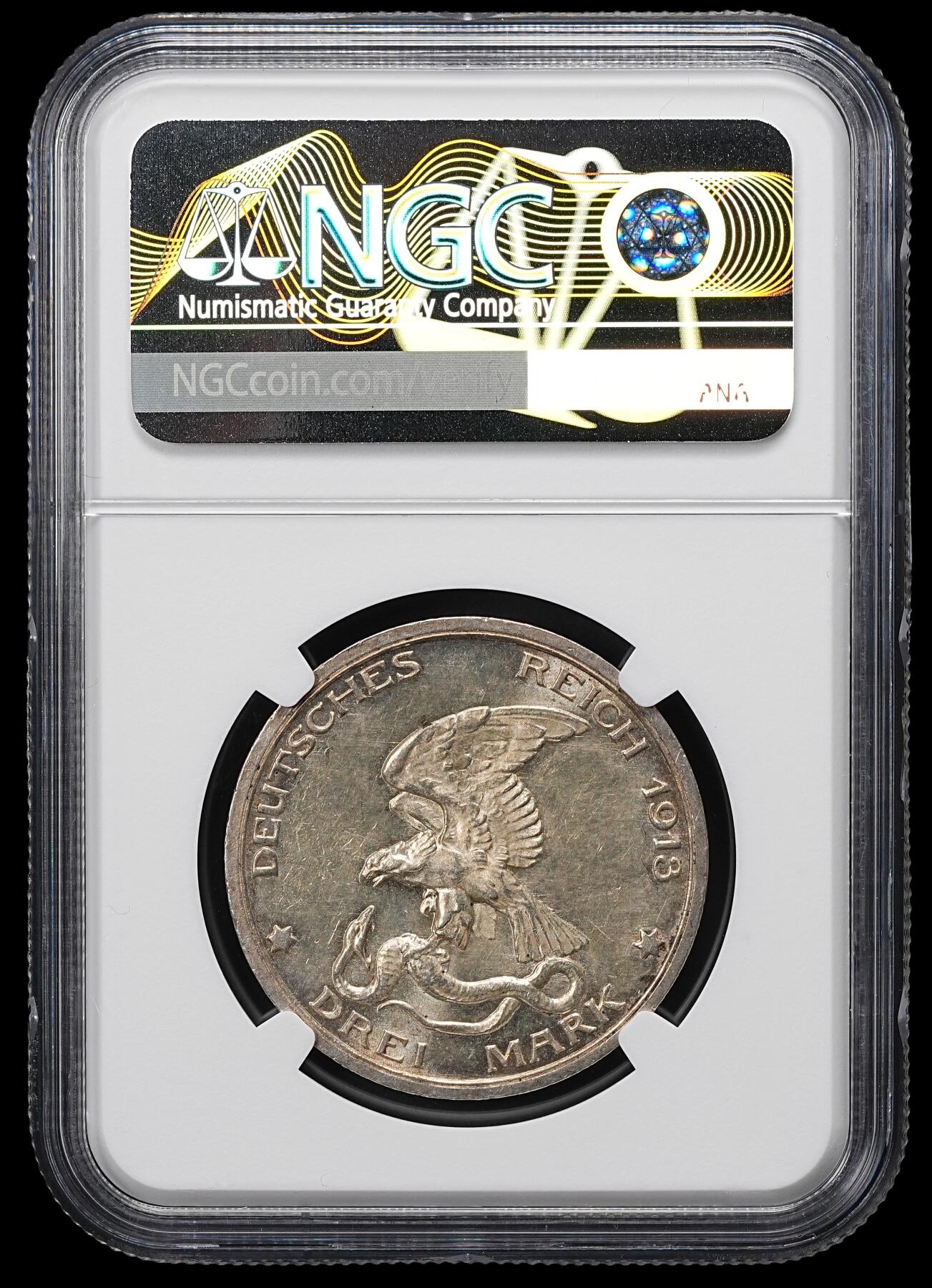 修遠堂世界钱币第九十九期 NGC MS62 1913年普鲁士战胜拿破仑100周年纪念3马克银币