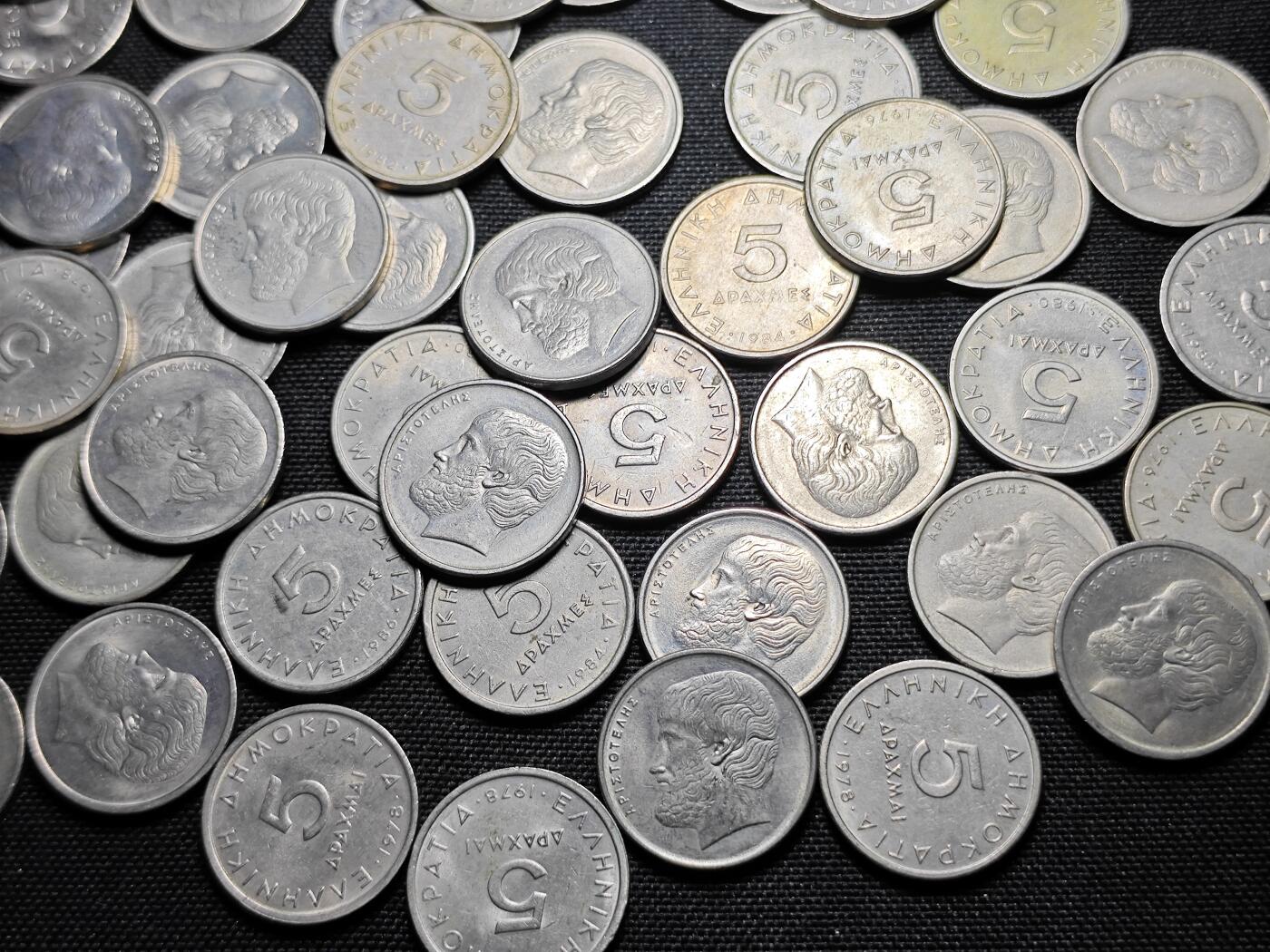 KK钱币收藏小铺 《套币 好品/批量散币专场》  2月预留时间 周末发货  希腊5德拉克马57枚一组