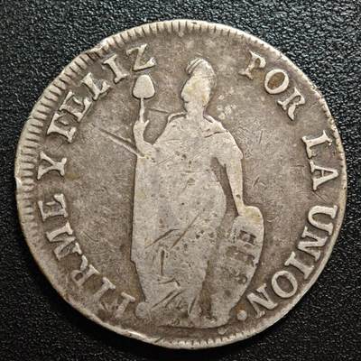 【德藏】世界币章拍卖第159期(元旦专场拍卖) - 1840年 秘鲁8雷亚尔银币 原味包浆 直径约：39.4mm；重约：25.2g