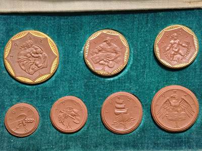 【德藏】世界币章拍卖第159期(元旦专场拍卖) - 1921年 德国德紧萨克森陶瓷币一套7枚 原盒 (面值为：20、50芬尼；1、2、5、10、20马克)