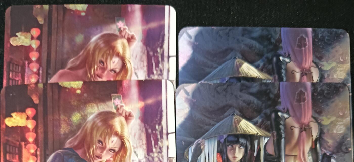 花开卡拍第53期（12月28号周日截拍，品控勿拍!!!拍品不寄存，运费5元，自制卡难免瑕疵，可能存在轻微撞角爆边等出厂瑕疵，品控介意勿拍！） 冰狗卡牌 艺术对卡 纲手+雏田 4张