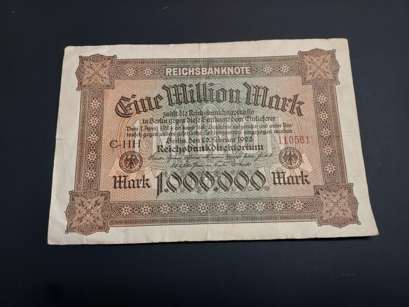 博彦收藏   1月3日 8点钱币专场 全场包邮 1923 德国 1百万马克 流通好品