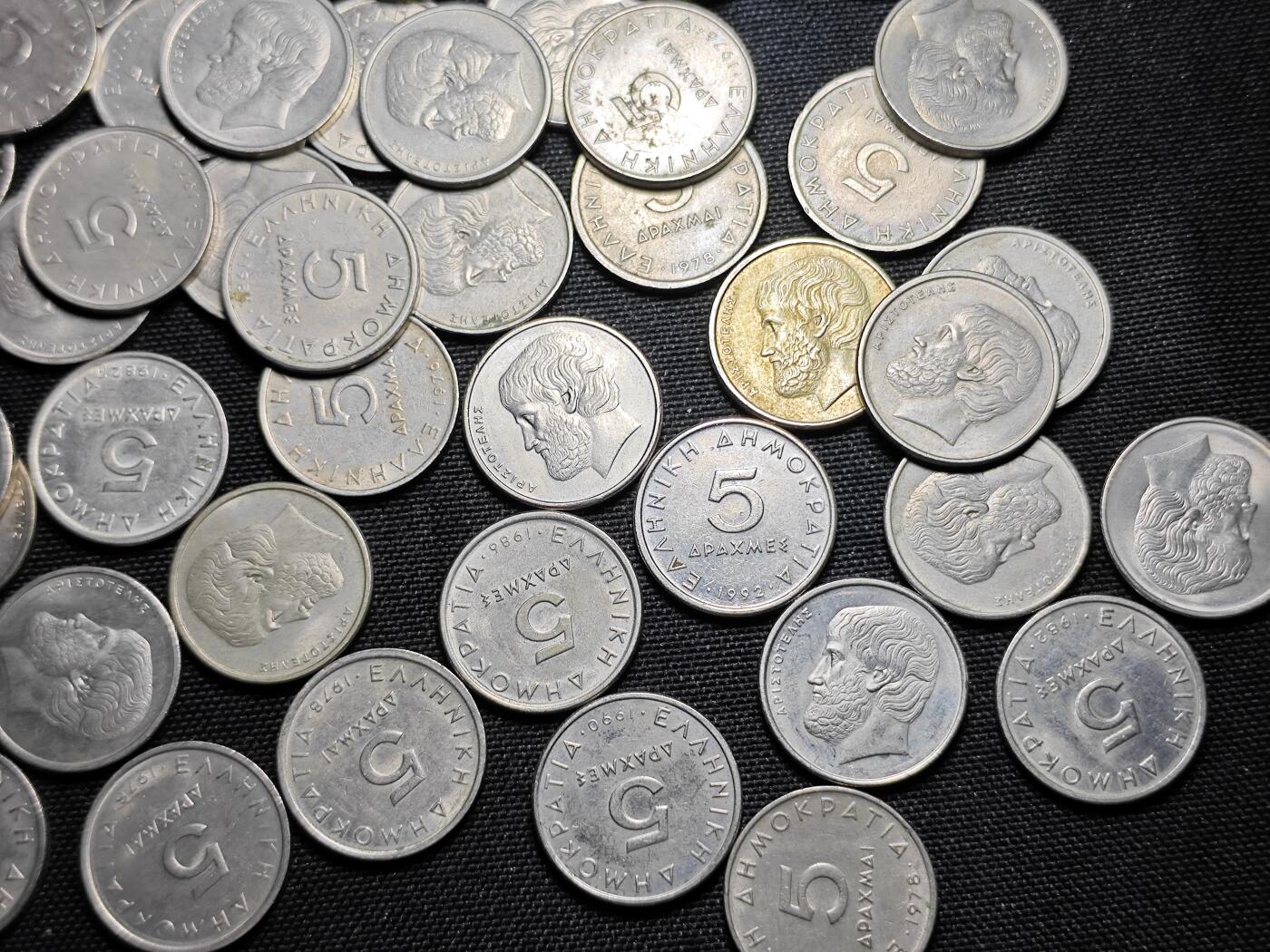 KK钱币收藏小铺 《套币 好品/批量散币专场》  2月预留时间 周末发货  希腊5德拉克马57枚一组