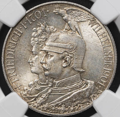 修遠堂世界钱币第九十九期 - NGC MS64 1901年普鲁士建国200周年2马克银币