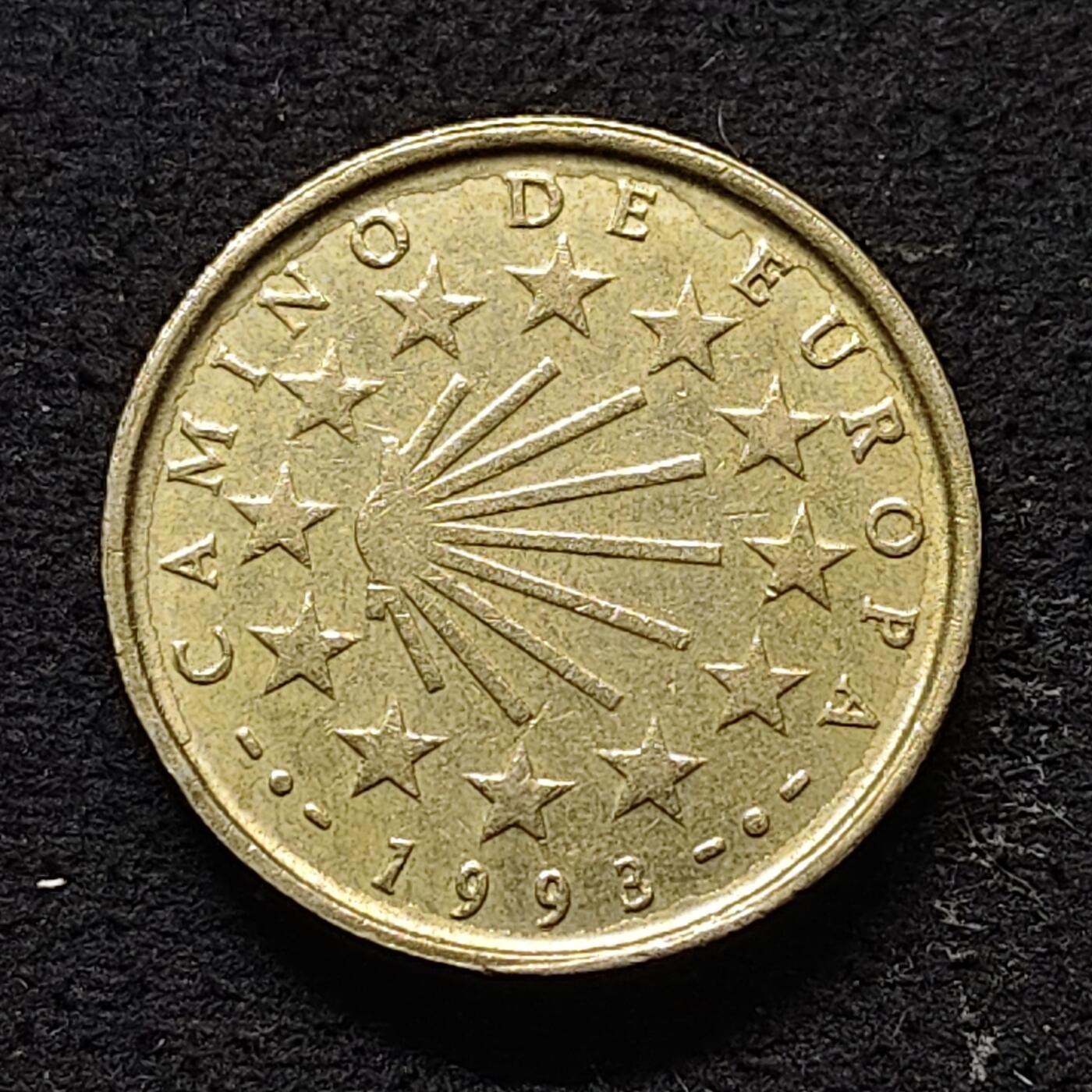 【全场包邮】纯粹捡漏拍490场（免费代拍第27场） 西班牙1993年100比塞塔圣地亚哥之路（穿越法国西班牙的朝圣之路）成为世界遗产纪念币