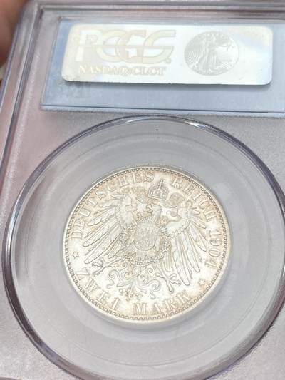 万国钱币拍卖第058期（万国新年大拍） PCGS PR65 1904年德国黑森-达姆斯塔特诞辰纪念精制2马克  原味BU银霜喷砂质感 PCGS老盒典藏级