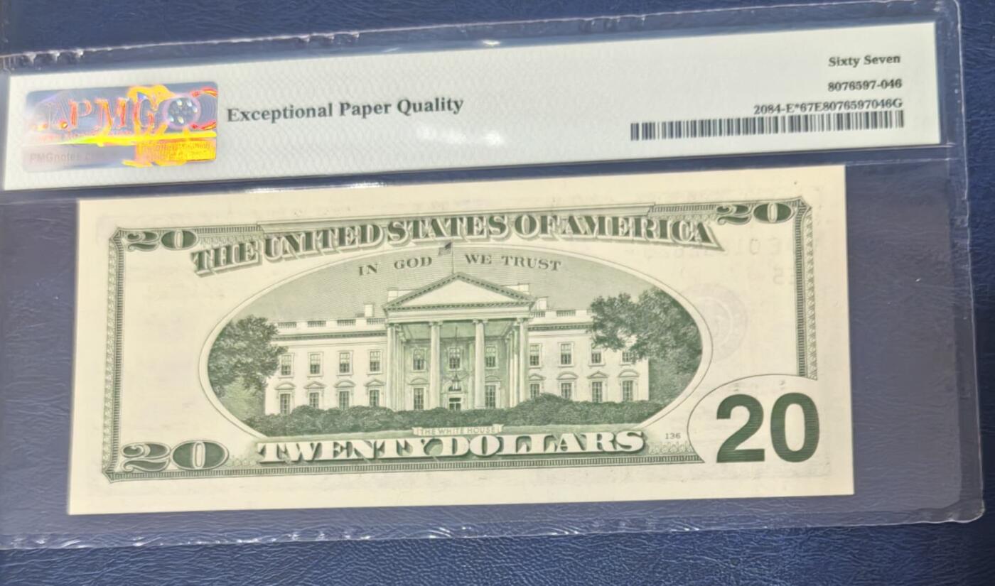 Super Gem Unc 美国纸币 1996年 20美元纸币 星号 Pmg67