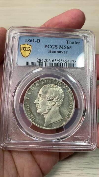 万国钱币拍卖第058期（万国新年大拍） PCGS MS65 1861年德国汉诺威流通狮马泰勒 流通狮马中的少见年份 BU品质极其难得 极强的浮雕镜面和喷砂质感 实物上手状态惊艳 PC亚军分更高仅一枚