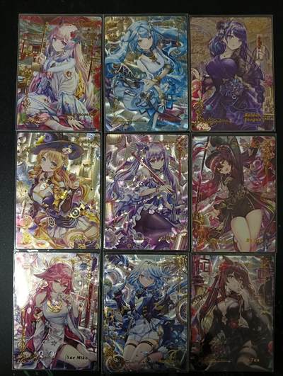 花开卡拍第53期（12月28号周日截拍，品控勿拍!!!拍品不寄存，运费5元，自制卡难免瑕疵，可能存在轻微撞角爆边等出厂瑕疵，品控介意勿拍！） - 原神卡牌 著名画师 唯美画风9张 球星卡尺寸 粗闪