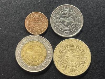 邮泉阁限时拍卖第三十八场 亚洲专场（硬币在国外。请付邮费6元。） - 菲律宾1993年4枚