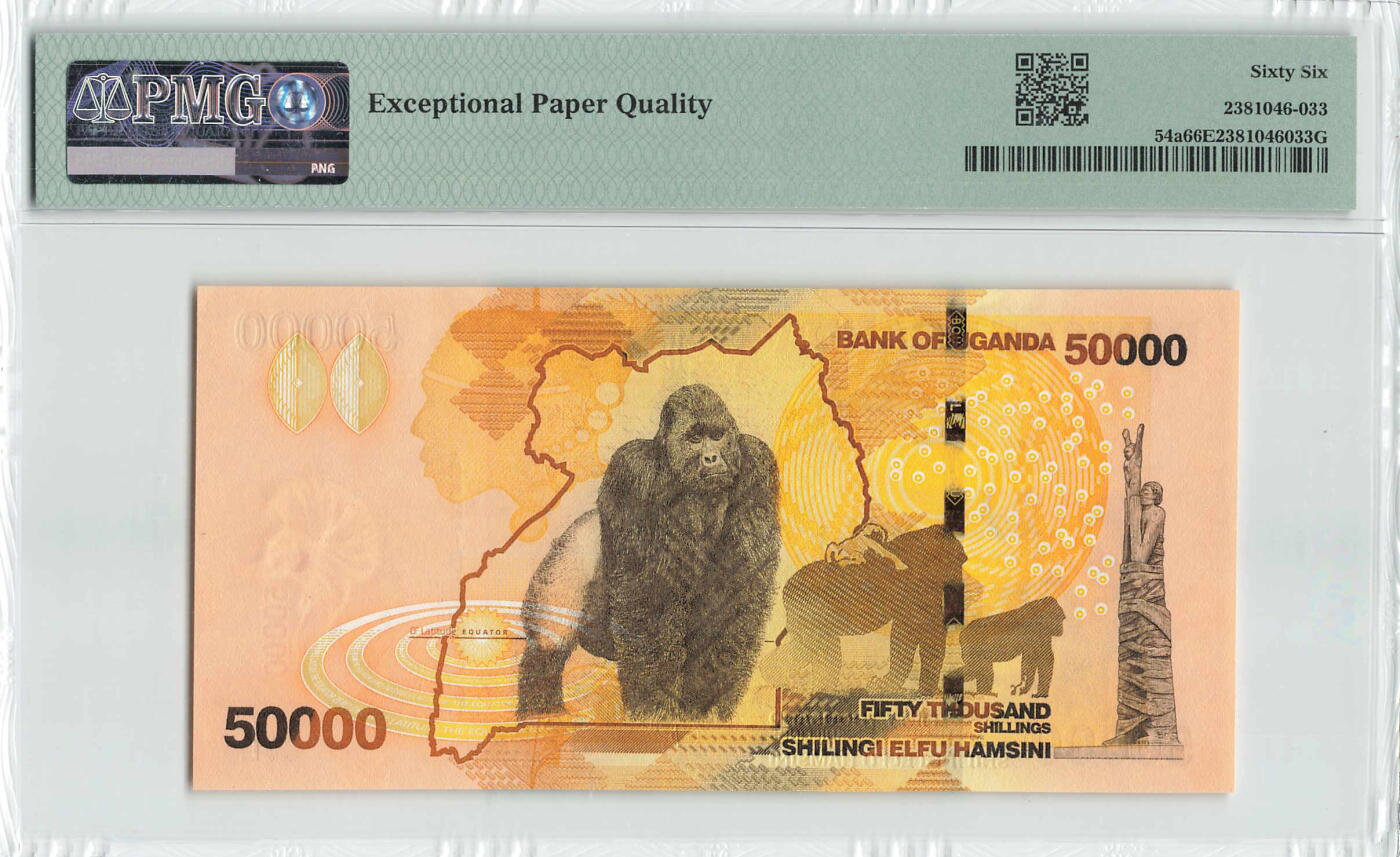 小福收藏拍卖第200期 【庆典场 中拍就有好礼相赠】评级币精选场 本期有捷克斯洛伐克20年100克朗慕夏作品大珍 69分倒置百位号布隆迪世界最大纸币  35年版加拿大经典 苏格兰格拉斯哥大学500年纪念钞倒置小号 卡塔尔80年100里亚尔冠军分 美国教育券 意大利拉斐尔 乌克兰 库克群岛 墨西哥 南斯拉夫 亚美尼亚等多国精美高分珍稀老钞精品纸币 乌干达 2010年 50000先令 IBNS获奖纸币 首发年 PMG66 EPQ