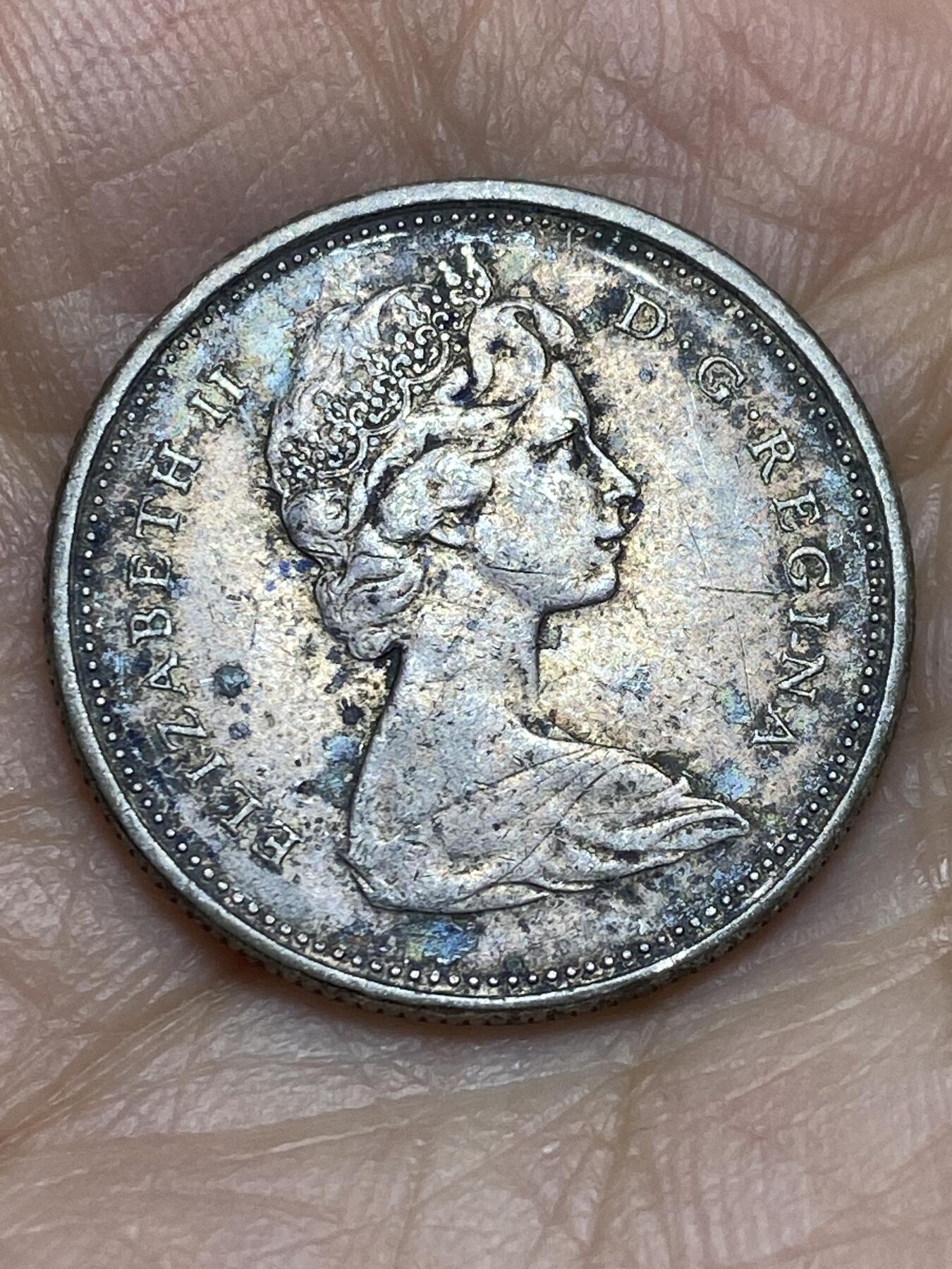 2025年第一百四十三场(总第一百六十九场）外国好品散币场(免佣金) 较少见–加拿大🇨🇦1968单年份25分银币(伊丽莎白二世中年花冠第二版，500银)