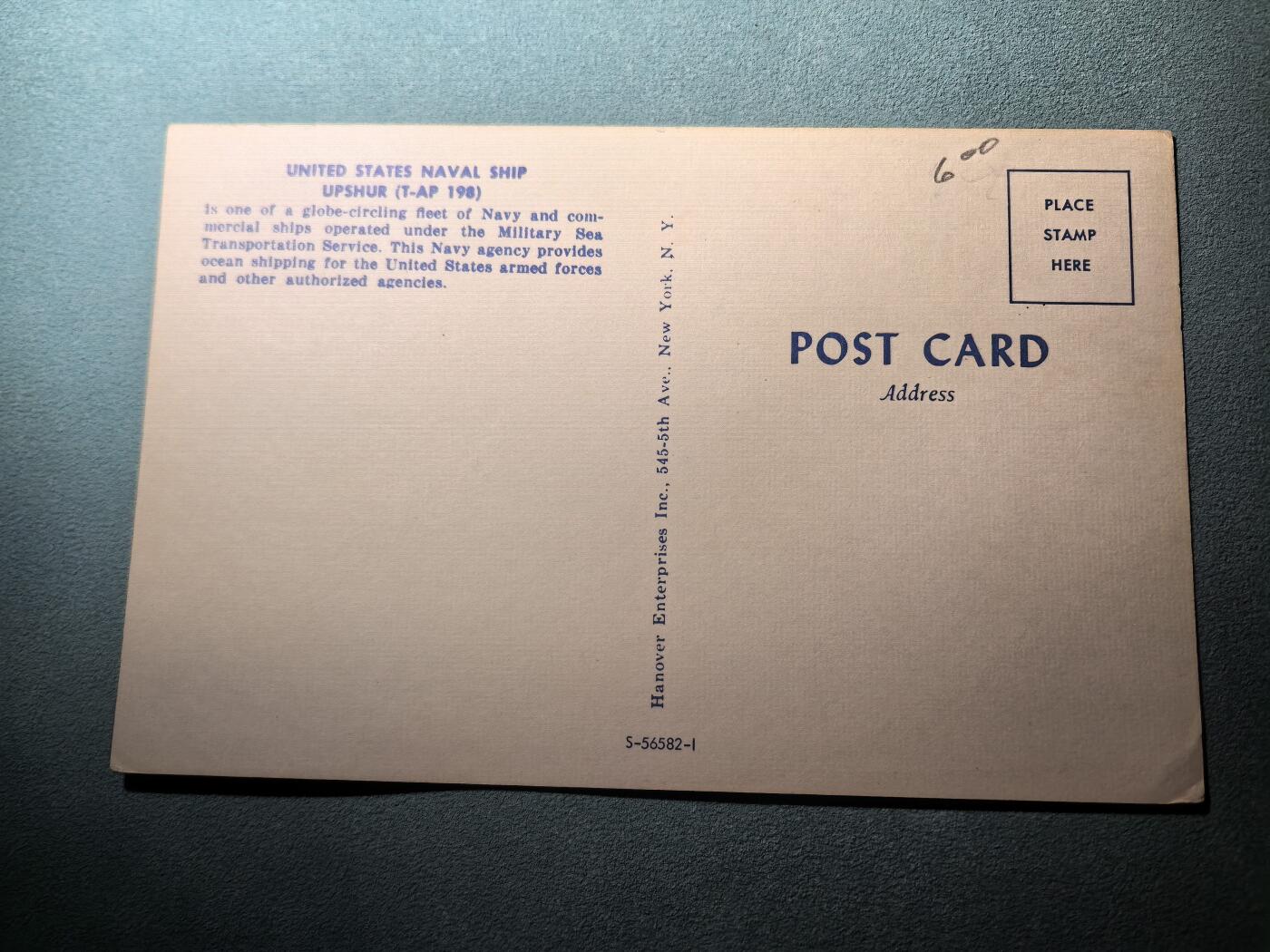盛世勋华——号角文化勋章邮票专场拍卖第296期 美国冷战时期军舰专题明信片 厄普舒尔号运输舰