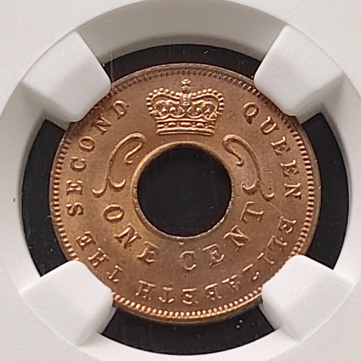 【全场包邮】纯粹捡漏拍491场（免费代拍第28场） 【收藏级·冠军分】东非1962年H厂1分铜币-NGC MS66 RB