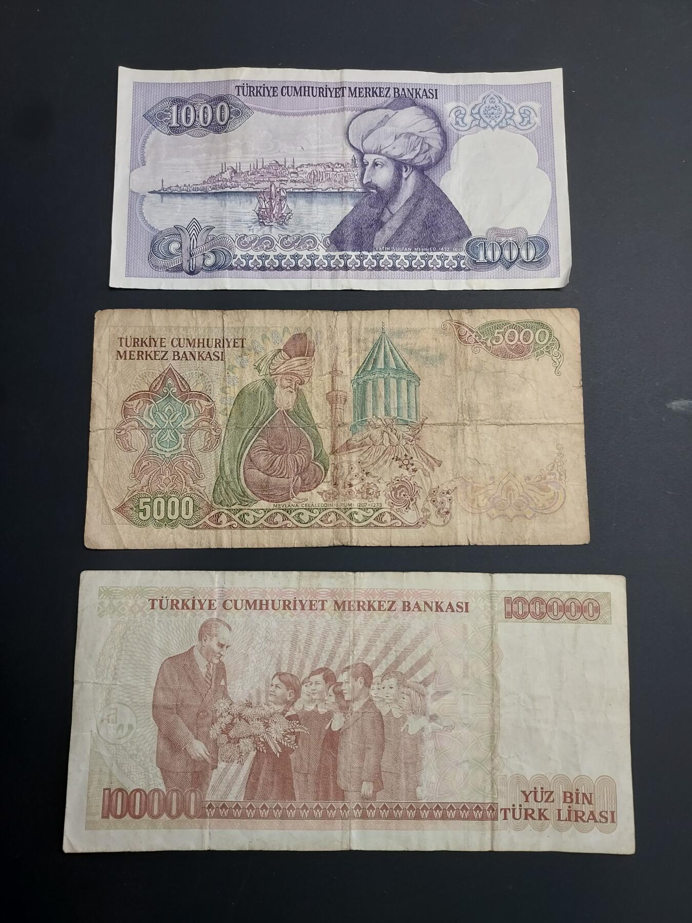 博彦收藏   1月3日 8点钱币专场 全场包邮 土耳其  纸币3张流通品