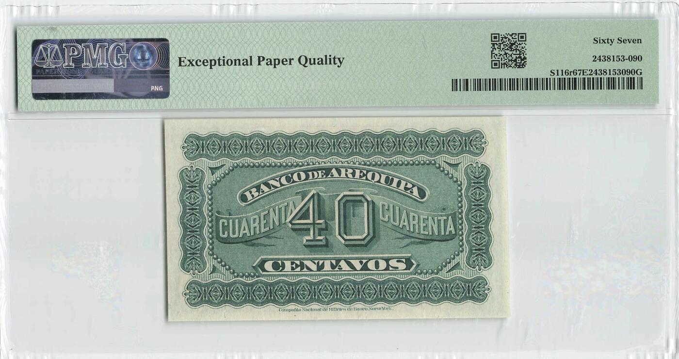 小福收藏拍卖第198期 评级币精选场  本期有菲律宾百位靓号100000比索超大纪念钞 苏里南25000盾花鸟版最高值 柬埔寨珍品56年50瑞尔 南越未发行版最高值打飞机  巴哈马彩背 老挝中国代印57年样钞 匈牙利 斯洛伐克 法罗群岛等多国精美高分珍稀老钞精品纸币 秘鲁 1870年代 40centavos 罕见 库存票 PMG67 EPQ 唯1冠军分！！！