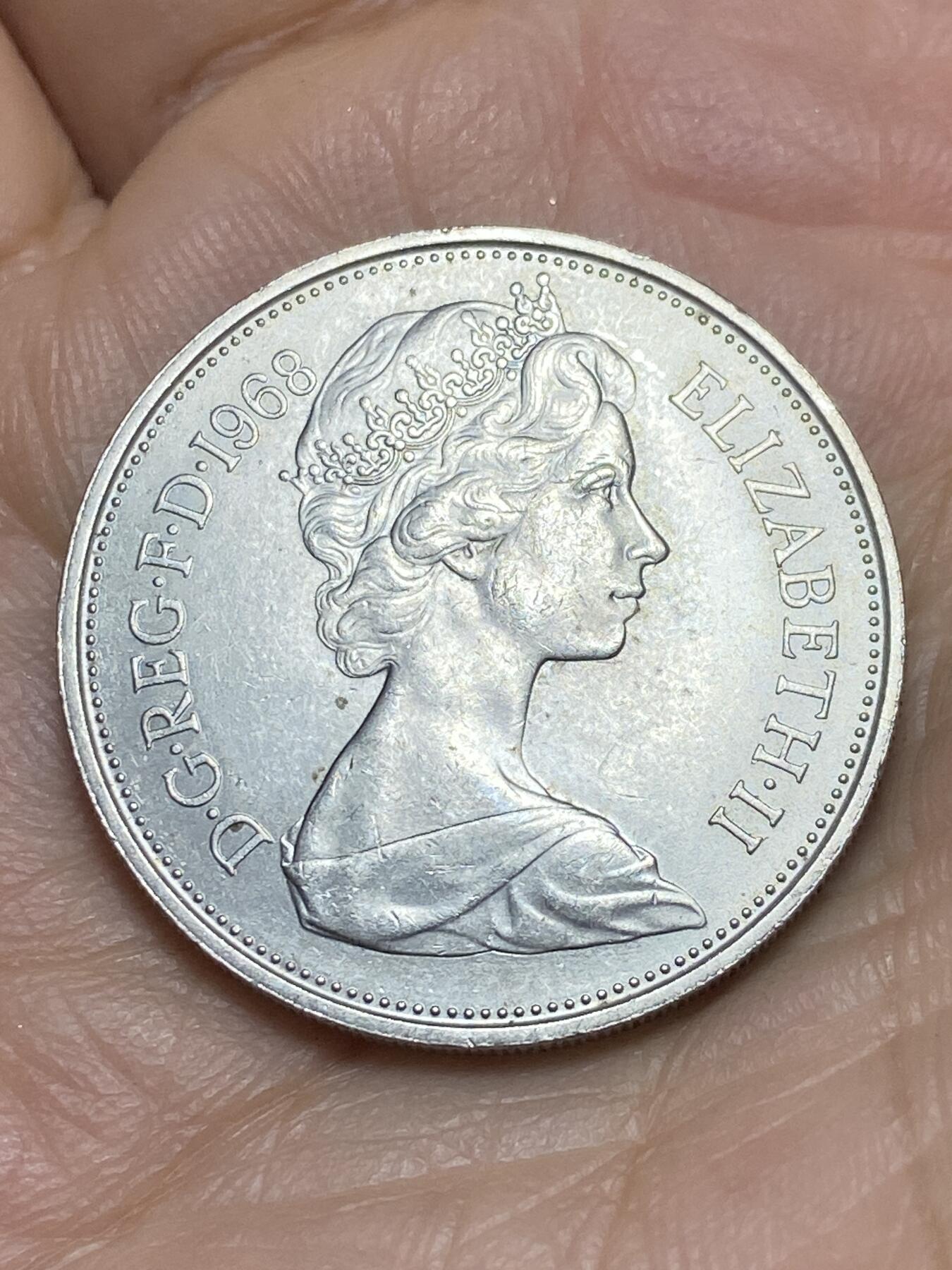 2025年第一百四十三场(总第一百六十九场）外国好品散币场(免佣金) 英国🇬🇧1968年10新便士(伊丽莎白二世中年花冠，十进制第一版首发年)