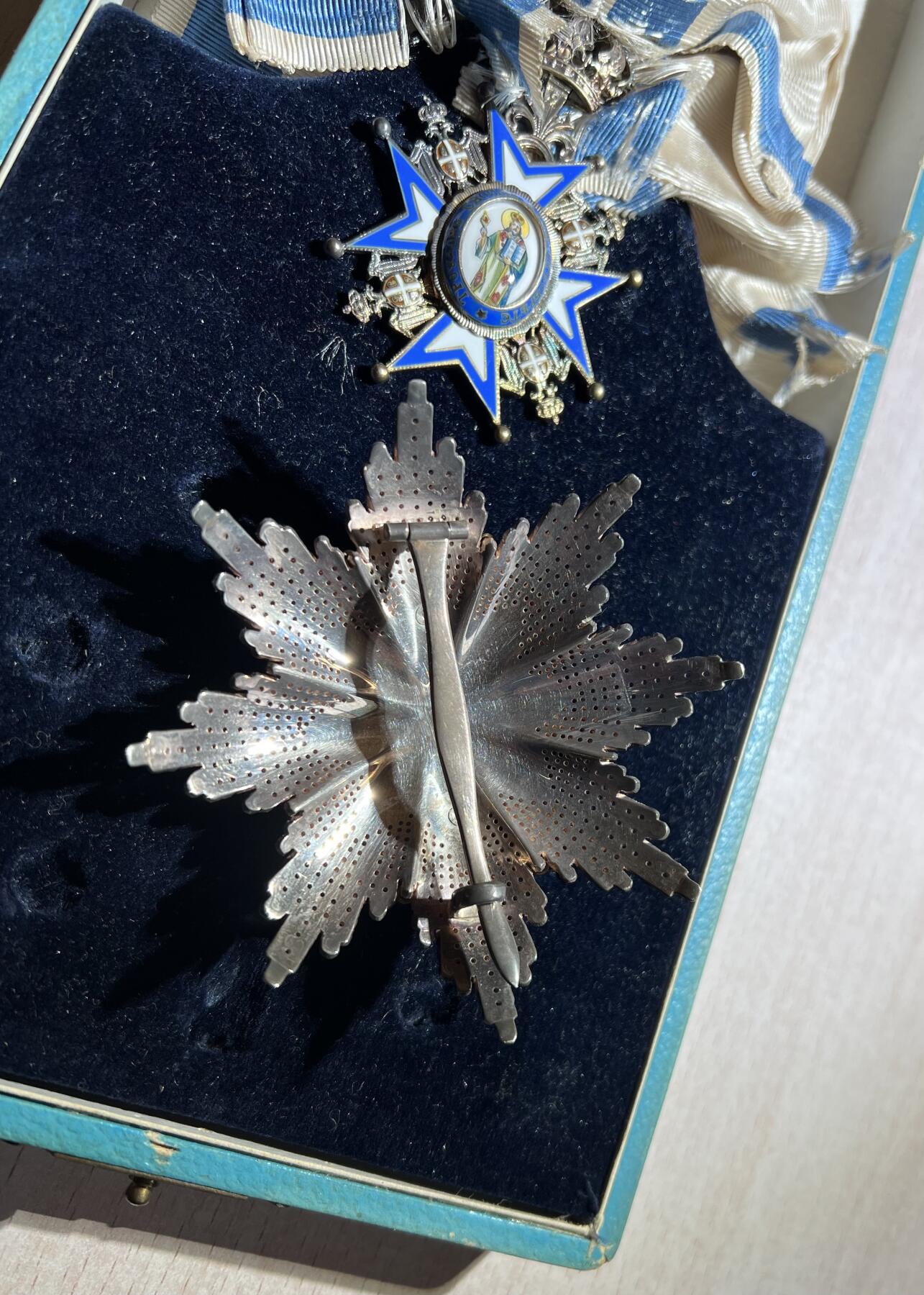 大猫徽章拍卖第285期 塞尔维亚王国一级圣萨瓦勋章星芒一套 绶带稍有开丝