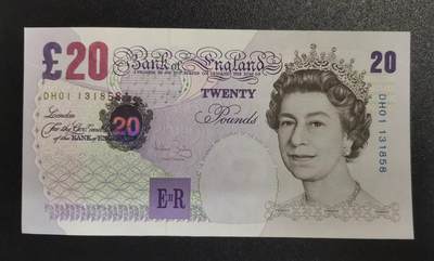 《艾美收藏》第226期-12.28周日外币精品场-蛇年收官 - 英国E序列再版1999年(ND2004)DH01冠20镑AU无47尾8 Pick#390b