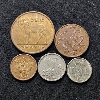 【全场包邮】纯粹捡漏拍490场（免费代拍第27场） - 挪威各年份动物版5枚套币
