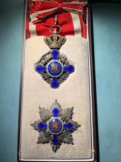 盛世勋华——号角文化勋章邮票专场拍卖第296期 - 罗马尼亚王国大十字级罗马尼亚之星勋章 第一版 银质带银标厂标 带原盒 品相极佳 顶级收藏