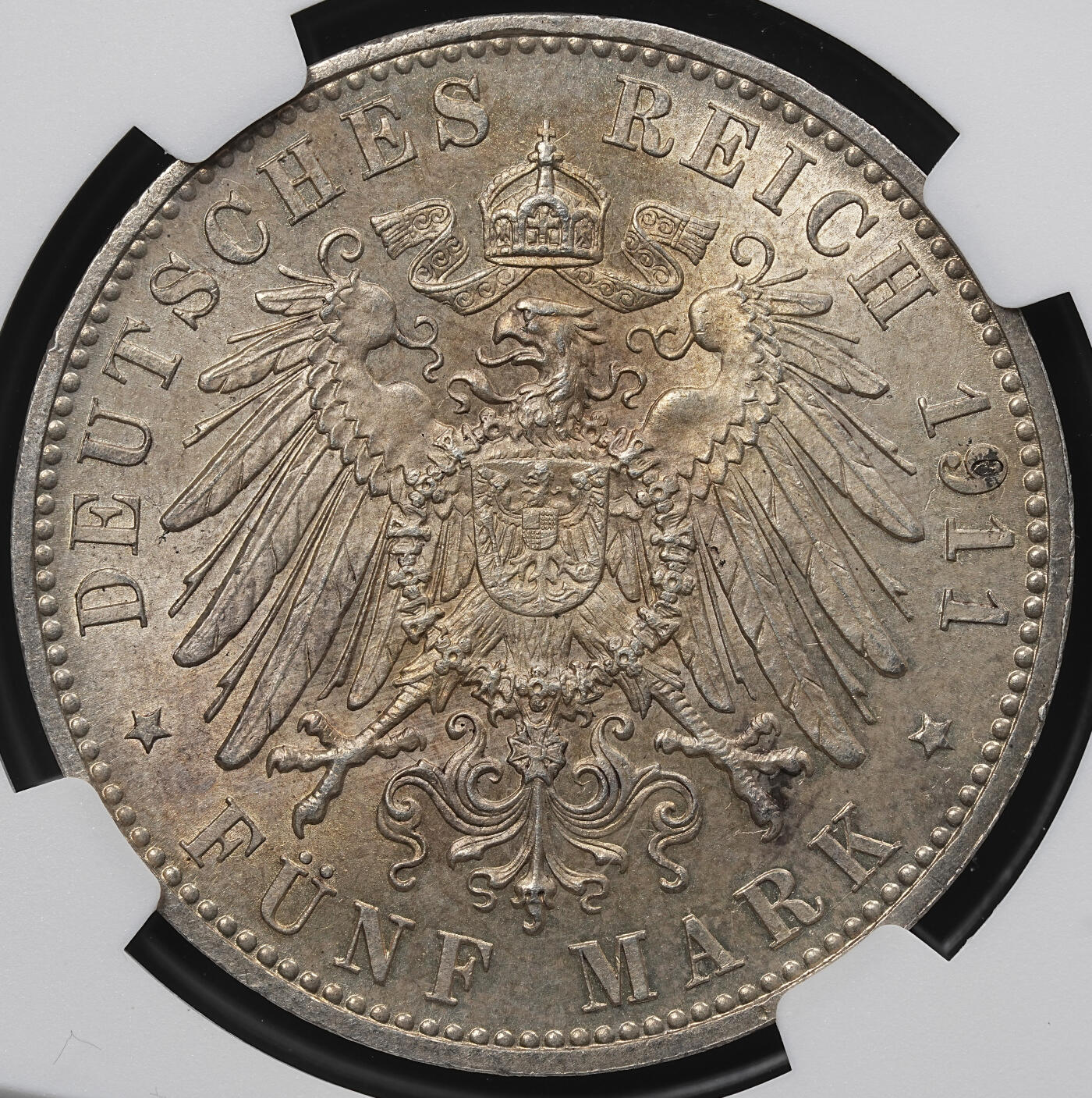 修遠堂世界钱币第九十九期 NGC MS62 1911年巴伐利亚摄政王90大寿纪念5马克大银币