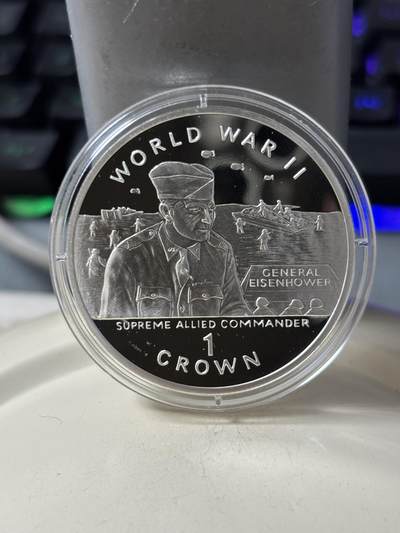 第186期拍卖 - 直布罗陀1994年艾森豪威尔将军纪念银币，28.28克，925银【银价468】