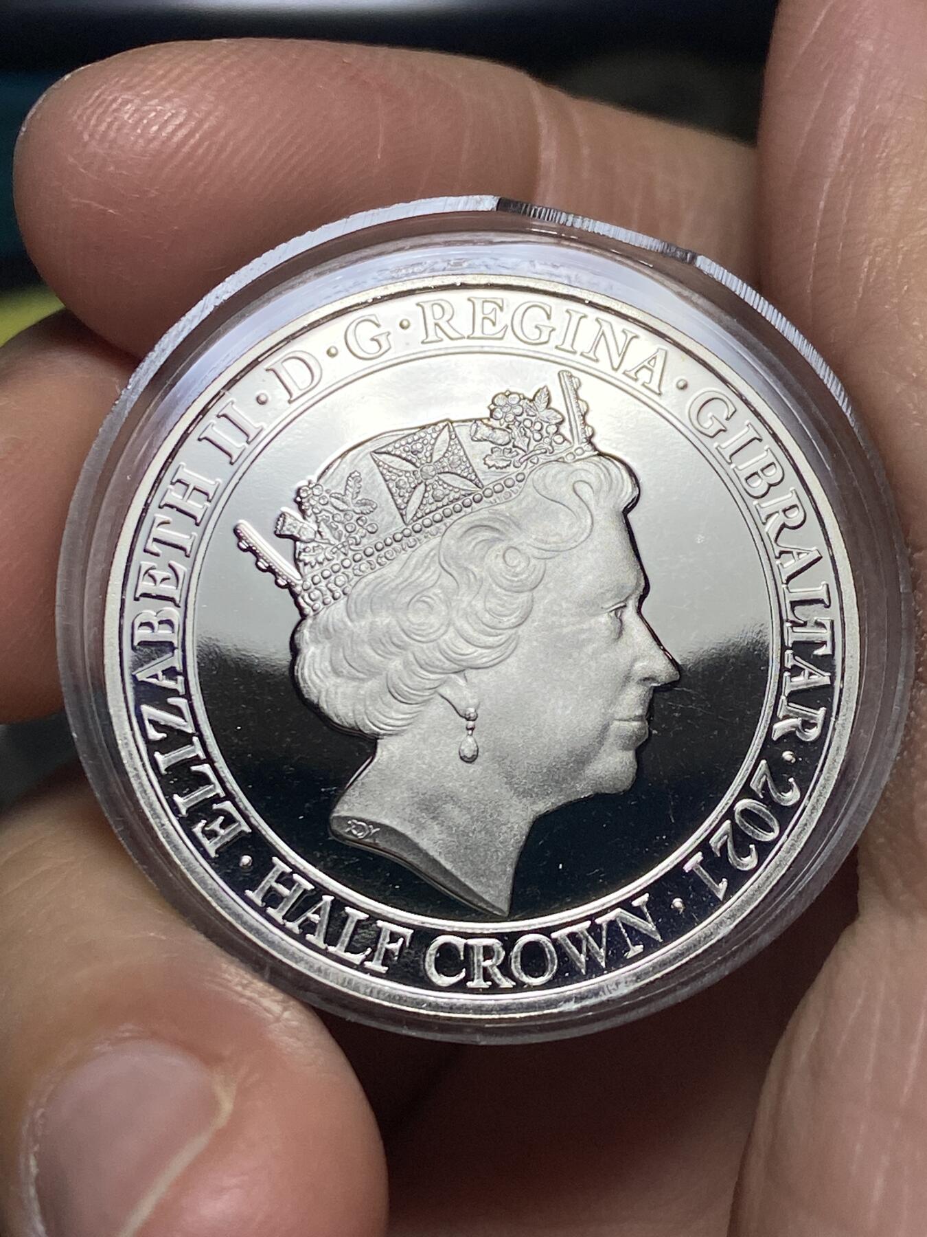 2025年第一百四十三场(总第一百六十九场）外国好品散币场(免佣金) 英属直布罗陀🇬🇮2021年半克朗精制币(纪念伊丽莎白二世70年王室奉献纪念币)