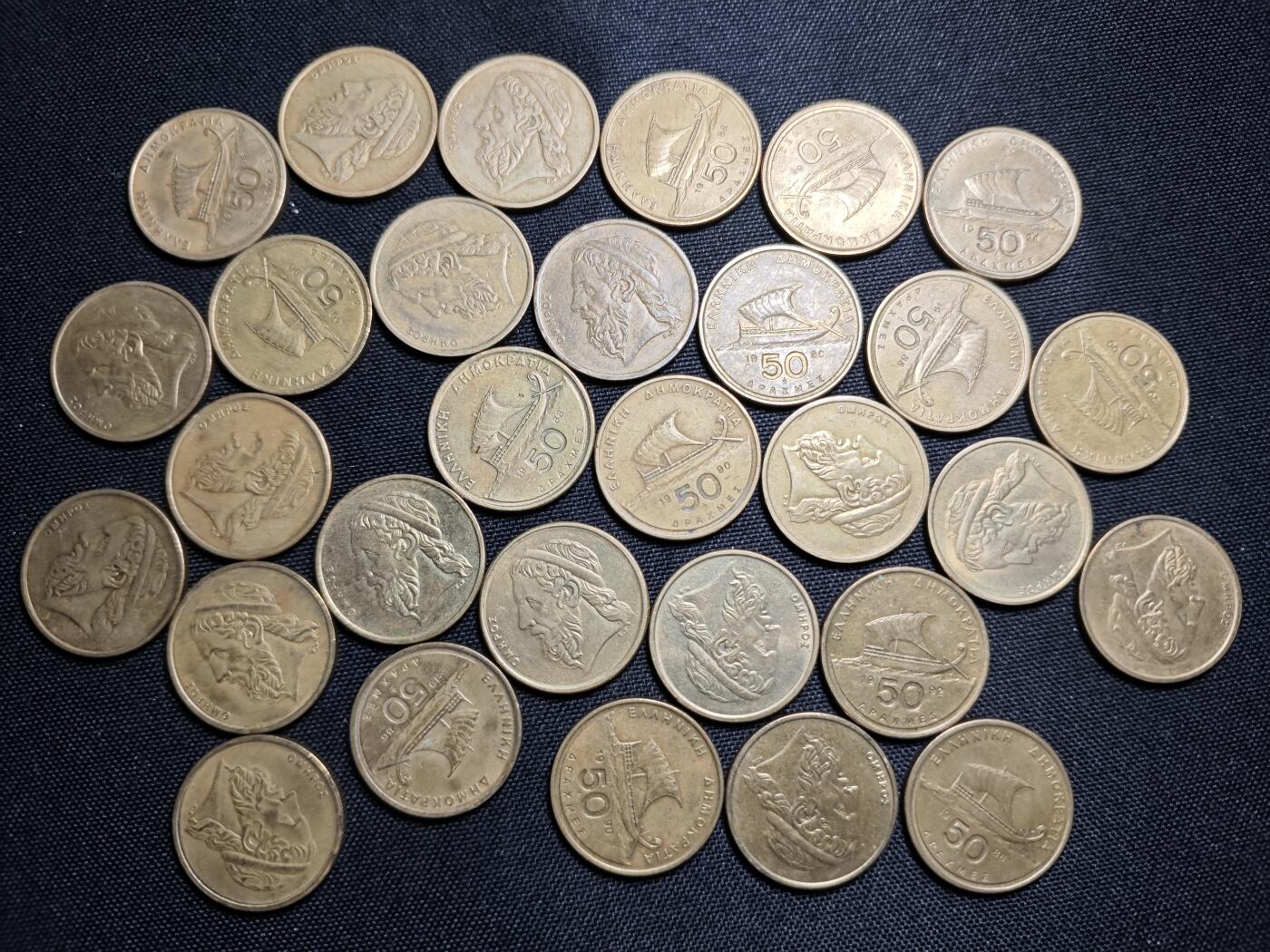 KK钱币收藏小铺 《套币 好品/批量散币专场》  2月预留时间 周末发货  希腊50德拉克马30枚