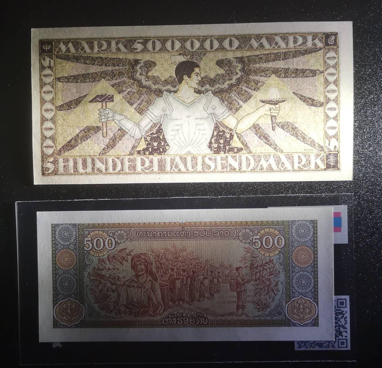 《艾美收藏》第226期-12.28周日外币精品场-蛇年收官 德国曼海姆巴登银行1923年500000马克UNC倒置号 地方性银行