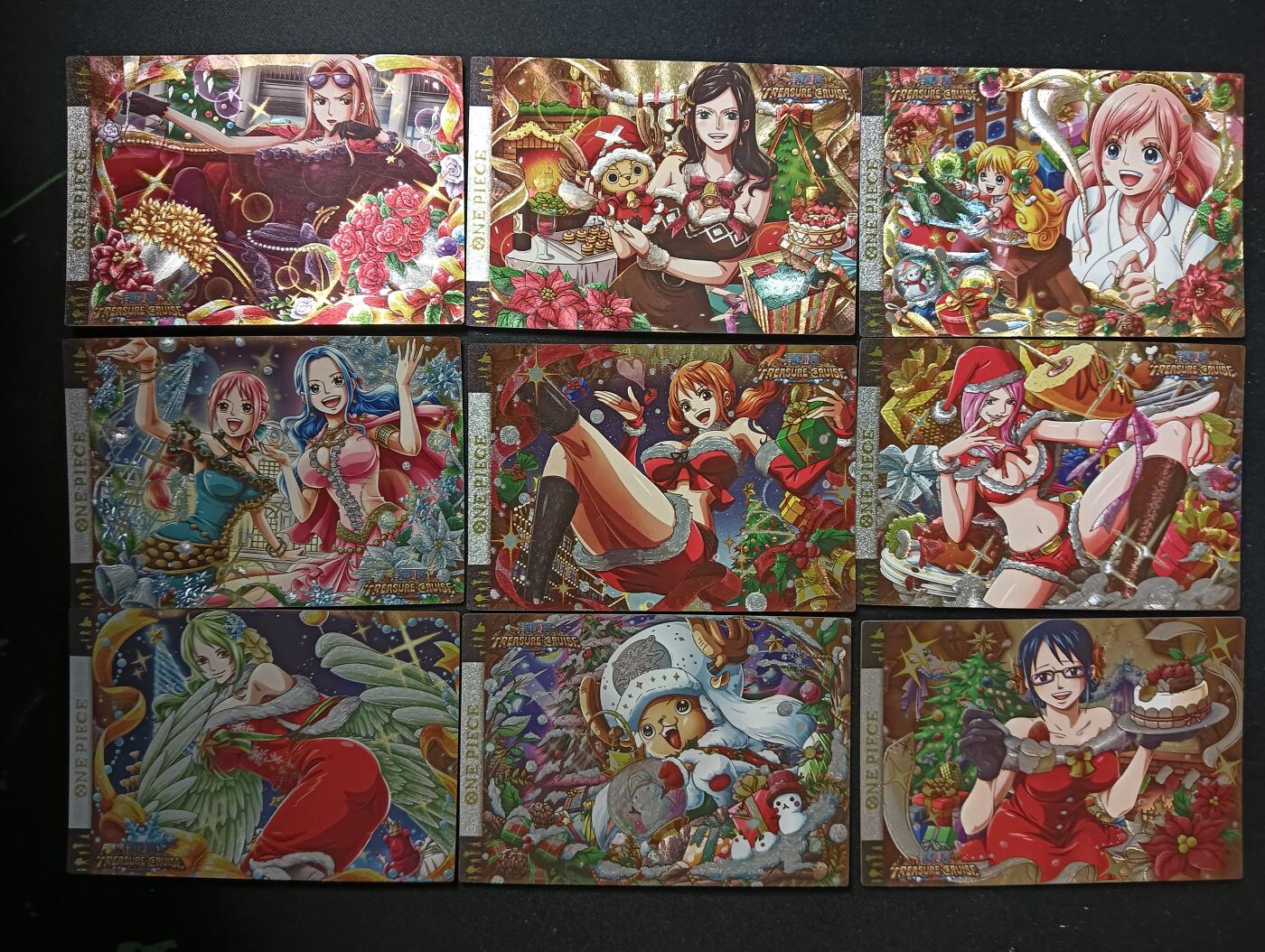 花开卡拍第53期（12月28号周日截拍，品控勿拍!!!拍品不寄存，运费5元，自制卡难免瑕疵，可能存在轻微撞角爆边等出厂瑕疵，品控介意勿拍！） 藏无缺 海贼王宝藏巡航圣诞番外篇 9张粗闪