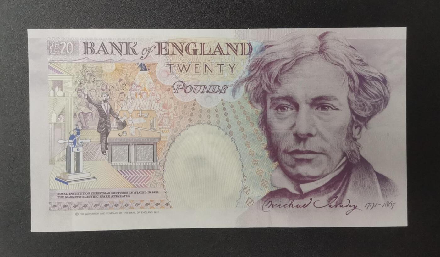 《艾美收藏》第226期-12.28周日外币精品场-蛇年收官 英国E序列初版皇冠版W35末冠20镑UNC靓号999030 Kentfield签名