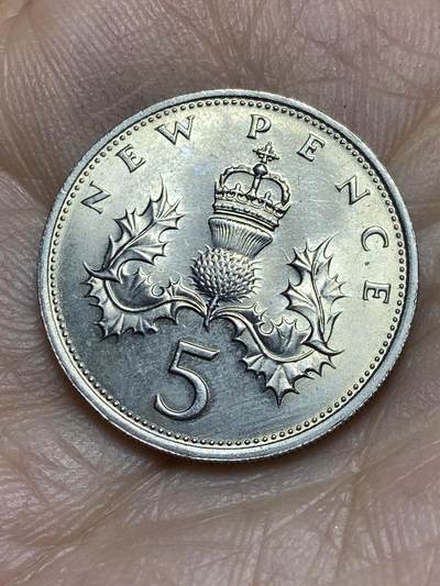 2025年第一百四十三场(总第一百六十九场）外国好品散币场(免佣金) - 英国🇬🇧1969年5新便士(伊丽莎白二世中年花冠，十进制第一版)