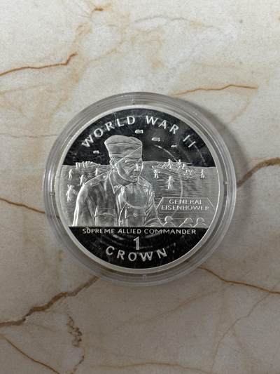 第186期拍卖 - 直布罗陀1994年艾森豪威尔将军纪念银币，28.28克，925银【银价468】