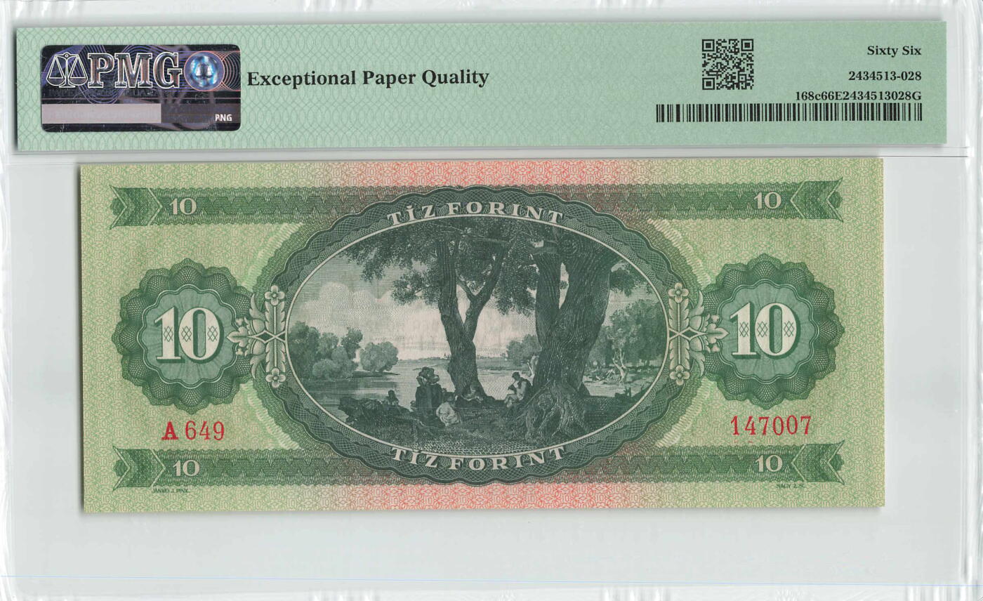 小福收藏拍卖第200期 【庆典场 中拍就有好礼相赠】评级币精选场 本期有捷克斯洛伐克20年100克朗慕夏作品大珍 69分倒置百位号布隆迪世界最大纸币  35年版加拿大经典 苏格兰格拉斯哥大学500年纪念钞倒置小号 卡塔尔80年100里亚尔冠军分 美国教育券 意大利拉斐尔 乌克兰 库克群岛 墨西哥 南斯拉夫 亚美尼亚等多国精美高分珍稀老钞精品纸币 匈牙利 1962年 10福林 A冠 PMG66 EPQ