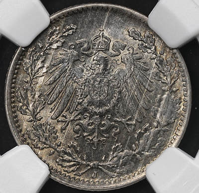 修遠堂世界钱币第九十九期 - NGC MS64 1918年德国1/2马克银币 J厂铭