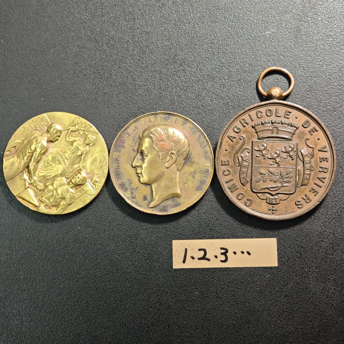 【德藏】世界币章拍卖第159期(元旦专场拍卖) 3枚一组 欧洲老铜章 详细尺寸请看拍品介绍