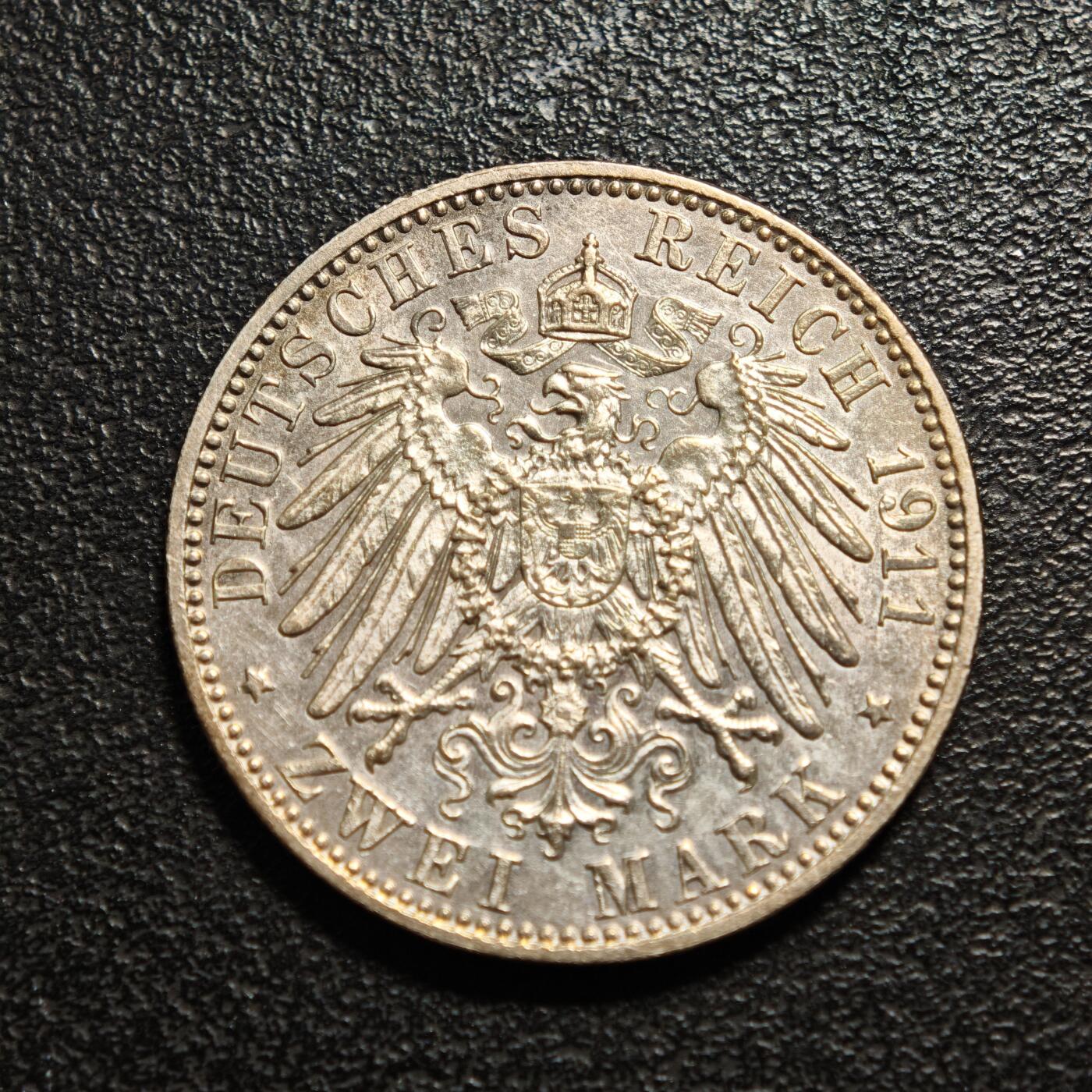 【德藏】世界币章拍卖第159期(元旦专场拍卖) 1911年 德国巴伐利亚慕尼黑利奥波德90大寿5马克/3马克/2马克 一套 原盒 直径约：38mm 33mm 28mm；重约：27.8g 16.6g 11.1g 状态极佳