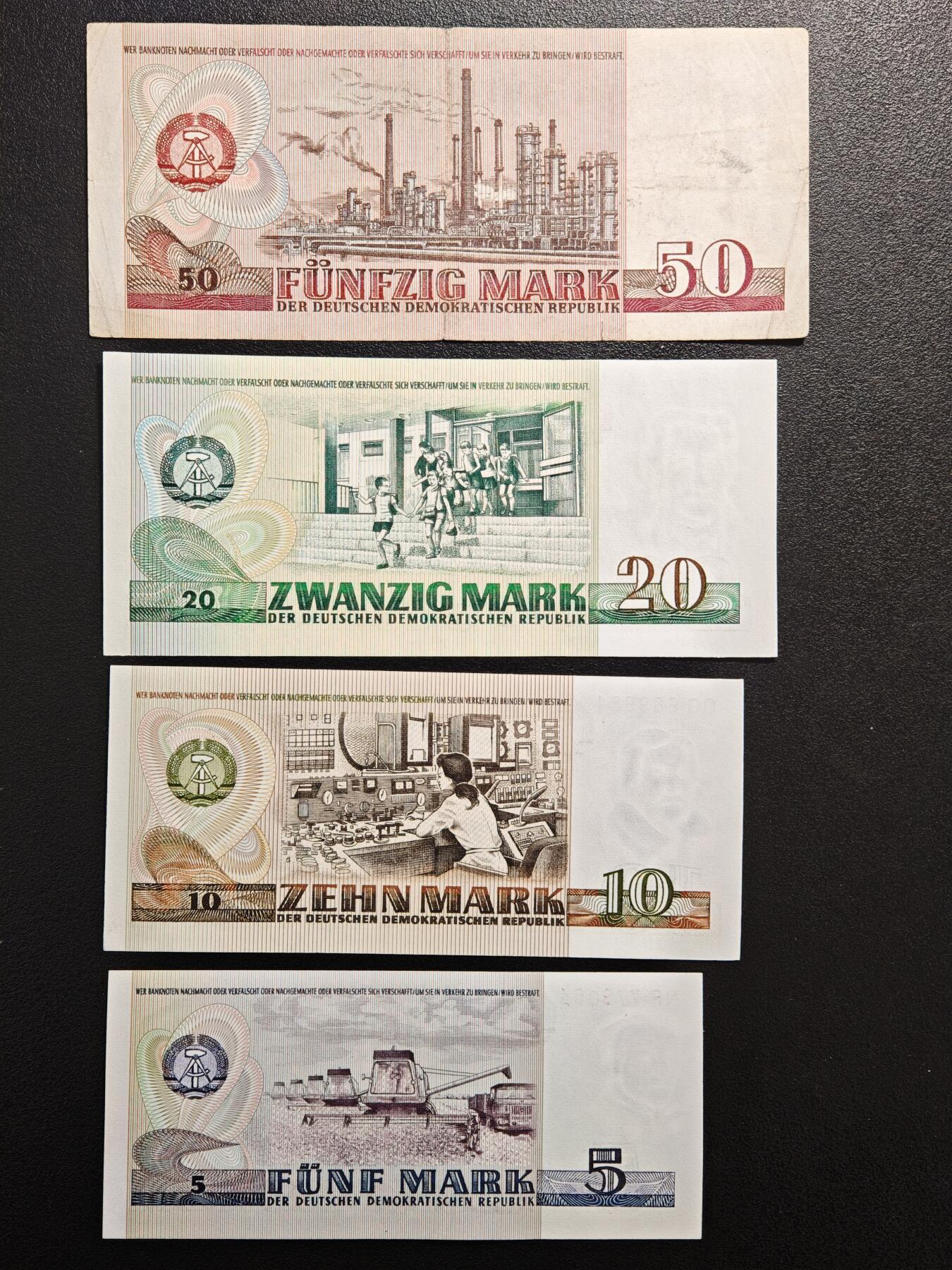 【德藏】世界币章拍卖第159期(元旦专场拍卖) 7张一组 1971/1975年版 东德5、10、20、50、100、200、500马克纸币
