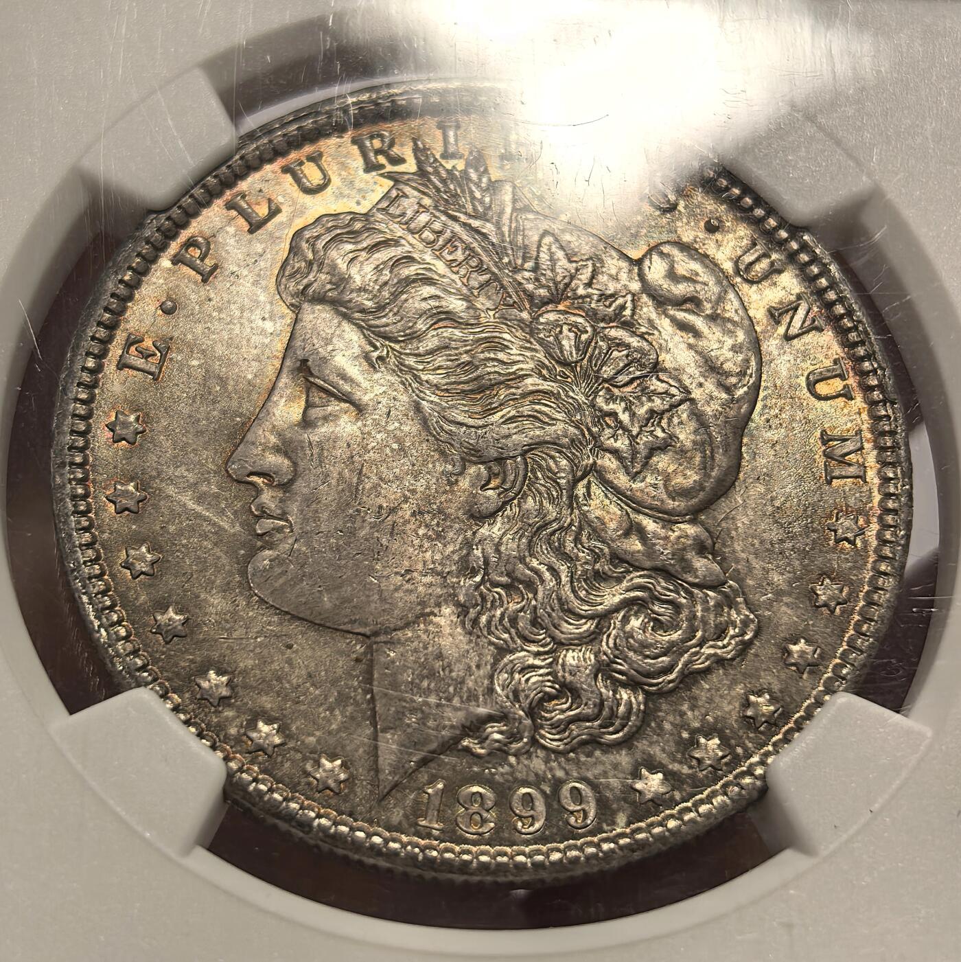 博洋堂世界钱币拍卖第154期（全场包邮） NGC MS64 美国1899年O版摩根$1银币 少见年份 双面覆盖醇厚五彩包浆 层次饱满