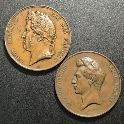 【德藏】世界币章拍卖第159期(元旦专场拍卖) - 2枚一组 欧洲老铜章 详细尺寸请看拍品介绍