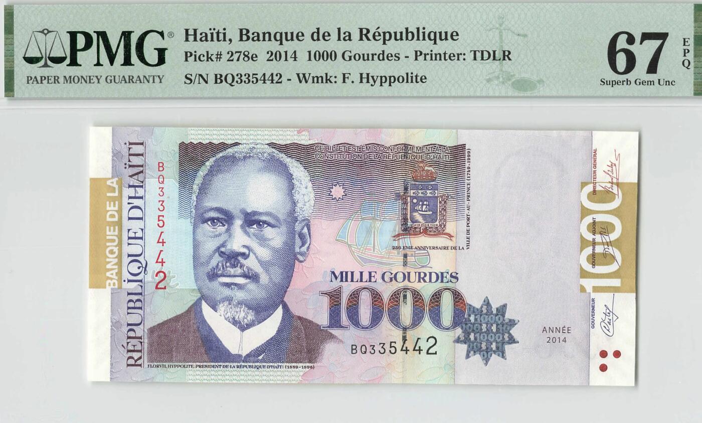 小福收藏拍卖第200期 【庆典场 中拍就有好礼相赠】评级币精选场 本期有捷克斯洛伐克20年100克朗慕夏作品大珍 69分倒置百位号布隆迪世界最大纸币  35年版加拿大经典 苏格兰格拉斯哥大学500年纪念钞倒置小号 卡塔尔80年100里亚尔冠军分 美国教育券 意大利拉斐尔 乌克兰 库克群岛 墨西哥 南斯拉夫 亚美尼亚等多国精美高分珍稀老钞精品纸币 海地 2014年 1000古德 PMG67 EPQ 冠军分！！！