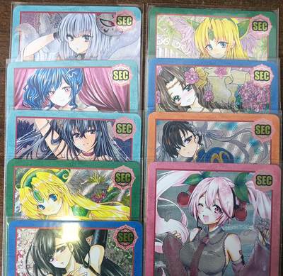 花开卡拍第53期（12月28号周日截拍，品控勿拍!!!拍品不寄存，运费5元，自制卡难免瑕疵，可能存在轻微撞角爆边等出厂瑕疵，品控介意勿拍！） - 动漫美女卡牌 我的女友档案9张 风姿摇曳 粗闪