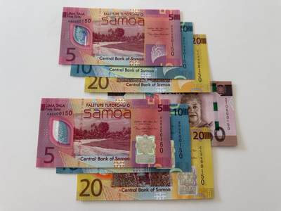 🐍甜小邱世界纸币收藏🐍第138期精品场💐 - 首发冠全同号000150 小套共7张 全新UNC 萨摩亚5-10-20-60塔拉 流通钞+纪念钞 （含原装册）